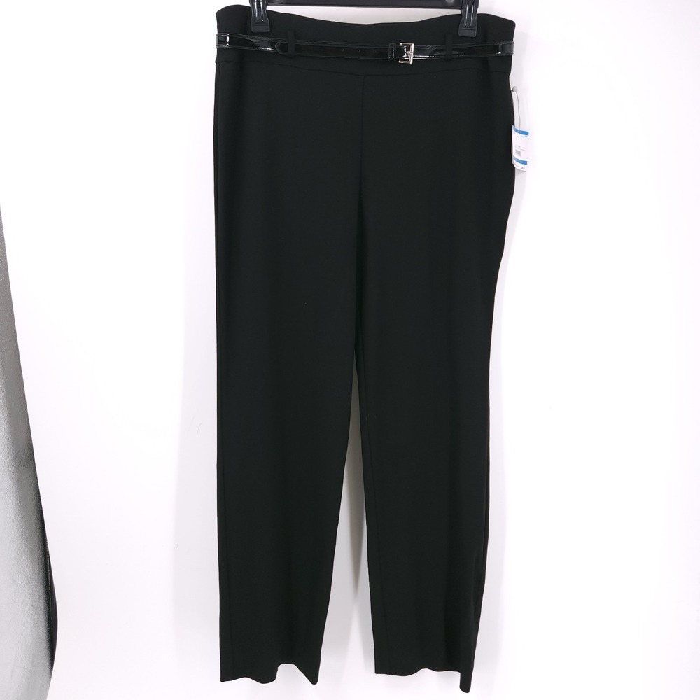 Kasper High Rise Pull On Boot Leg Dress Pant with Belt Black Womens XL NWT - Picture 2 of 11